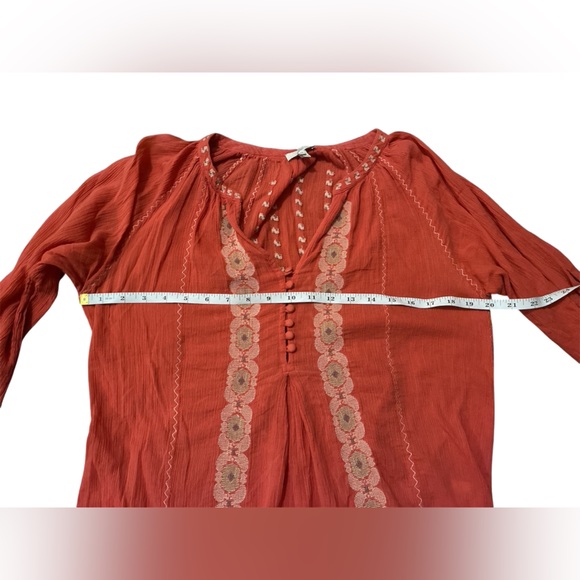Joie Terracotta Embroidered 100% Cotton Long Sleeve Blouse. Size Medium. - Picture 10 of 13